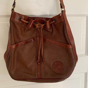 Fred Salerno Earthbags Drawstring Crossbody Leather Bucket Bag Purse